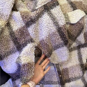 Brown plaid Sherpa jacket